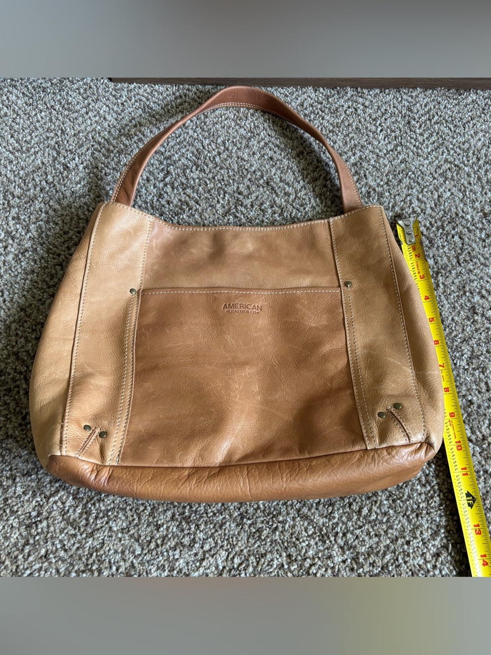 American Leather Co. Tan Shoulder Bag Purse Soft - Picture 8 of 8